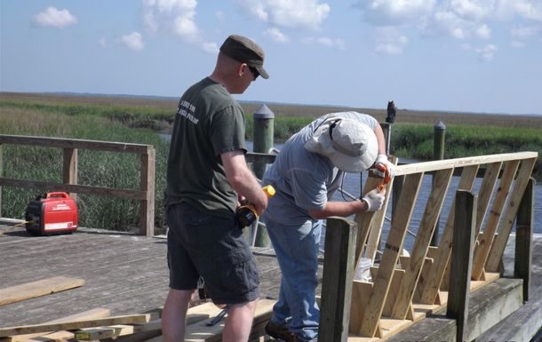 volunteers at camp low